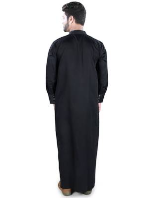 Black Plain Cotton Galabiyyas 4
