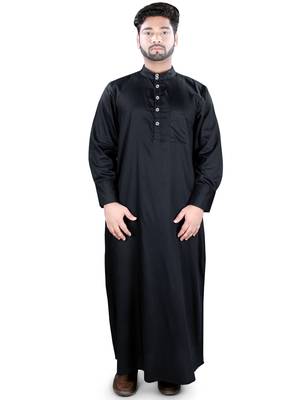 Black Plain Cotton Galabiyyas 5
