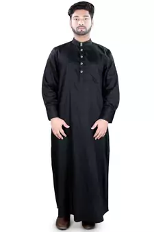 Black Plain Cotton Galabiyyas