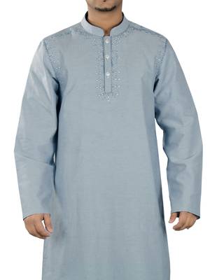 Blue Plain Cotton Galabiyyas 2