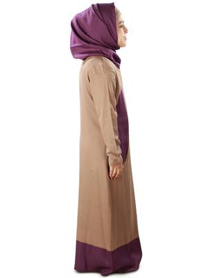Brown Plain Rayon Kids-Abaya 5