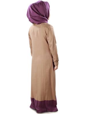 Brown Plain Rayon Kids-Abaya 6