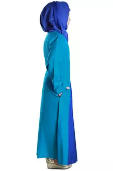 Blue Plain Rayon Kids-Abaya