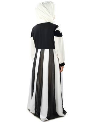 Black Plain Crepe Kids-Abaya 5