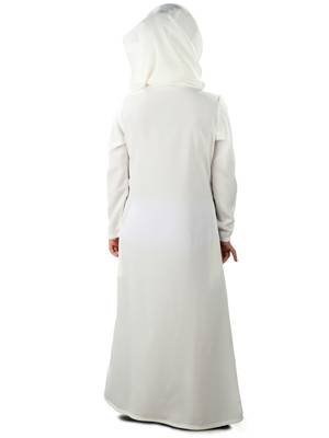 White Plain Crepe Kids-Abaya 3