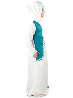 White Plain Crepe Kids-Abaya 4