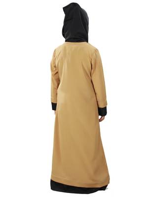 Beige Plain Crepe Kids-Abaya 3
