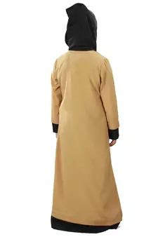 Beige Plain Crepe Kids-Abaya