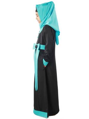 Black Plain Crepe Kids-Abaya 3