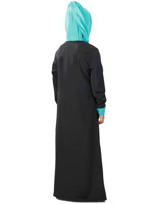 Black Plain Crepe Kids-Abaya 4
