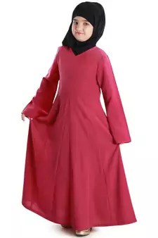 Pink Plain Crepe Kids-Abaya