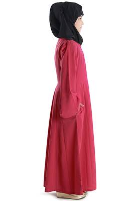 Pink Plain Crepe Kids-Abaya 4