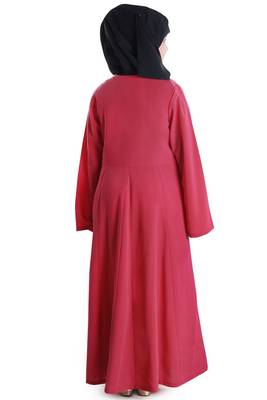 Pink Plain Crepe Kids-Abaya 5