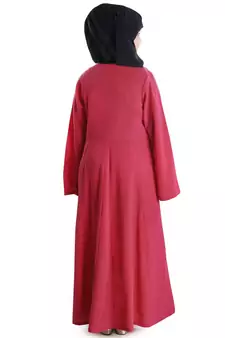 Pink Plain Crepe Kids-Abaya