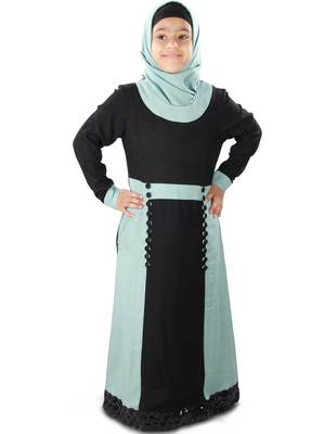 Black Plain Rayon Kids-Abaya 3