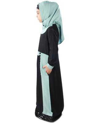 Black Plain Rayon Kids-Abaya 4