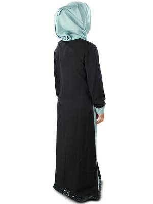 Black Plain Rayon Kids-Abaya 5