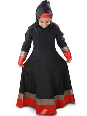 Black Plain Crepe Kids-Abaya 3