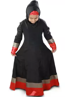 Black Plain Crepe Kids-Abaya