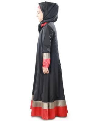 Black Plain Crepe Kids-Abaya 4