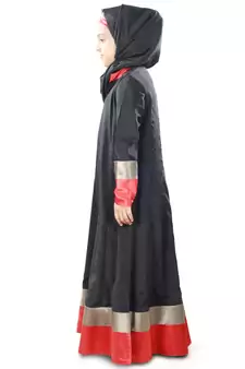 Black Plain Crepe Kids-Abaya
