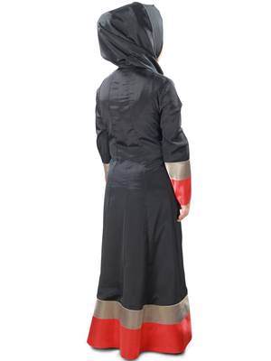 Black Plain Crepe Kids-Abaya 5