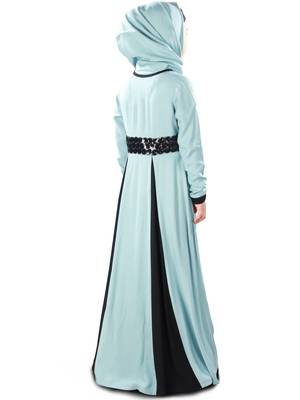 Blue Plain Rayon Kids-Abaya 6