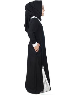 Black Plain Rayon Kids-Abaya 3