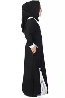 Black Plain Rayon Kids-Abaya
