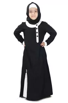 Black Plain Rayon Kids-Abaya
