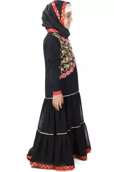 Black Plain Crepe Kids-Abaya