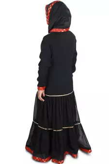 Black Plain Crepe Kids-Abaya