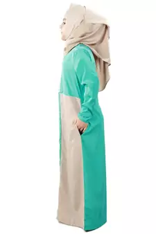 Green Plain Crepe Kids-Abaya