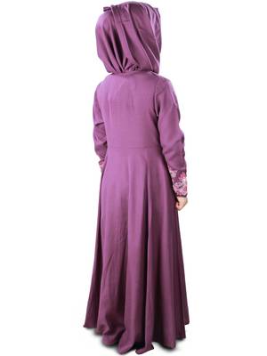 Purple Plain Rayon Kids-Abaya 6