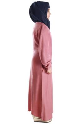 Pink Plain Rayon Kids-Abaya 3