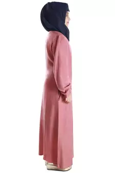 Pink Plain Rayon Kids-Abaya