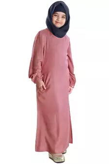 Pink Plain Rayon Kids-Abaya