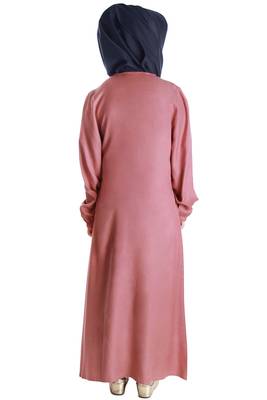 Pink Plain Rayon Kids-Abaya 5