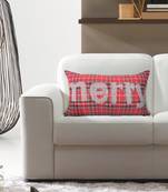 Cotton & Polyster Red Rectangular Cushion Cover- Set of 1 (30 x 50 cm)