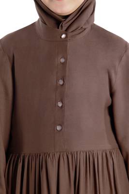 Brown Plain Rayon Kids-Abaya 3