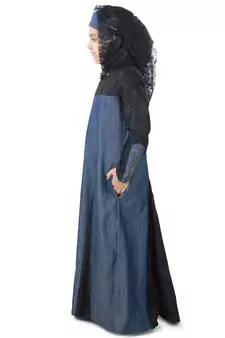 Blue Plain Crepe Kids-Abaya