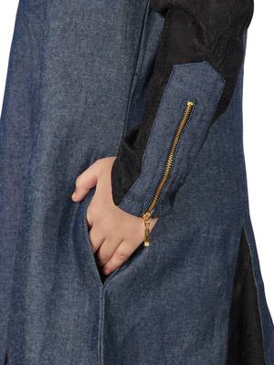 Blue Plain Crepe Kids-Abaya 6