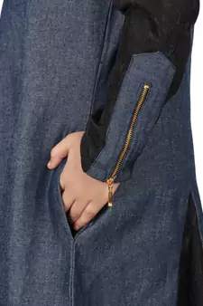 Blue Plain Crepe Kids-Abaya