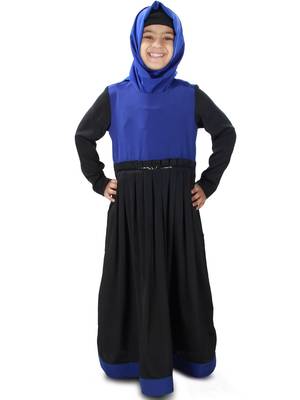 Black Plain Crepe Kids-Abaya 3