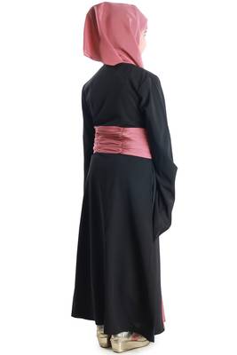 Pink Plain Crepe Kids-Abaya 3