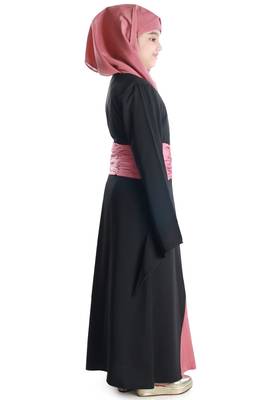 Pink Plain Crepe Kids-Abaya 4