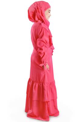 Pink Plain Crepe Kids-Abaya 3