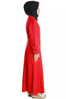 Red Plain Rayon Kids-Abaya