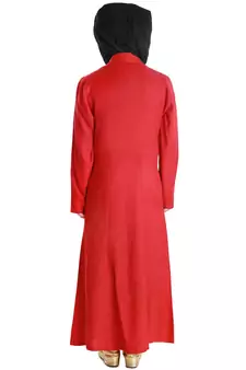 Red Plain Rayon Kids-Abaya