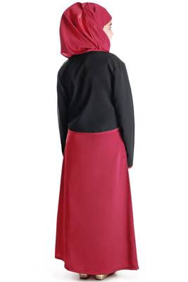 Pink Plain Crepe Kids-Abaya 4